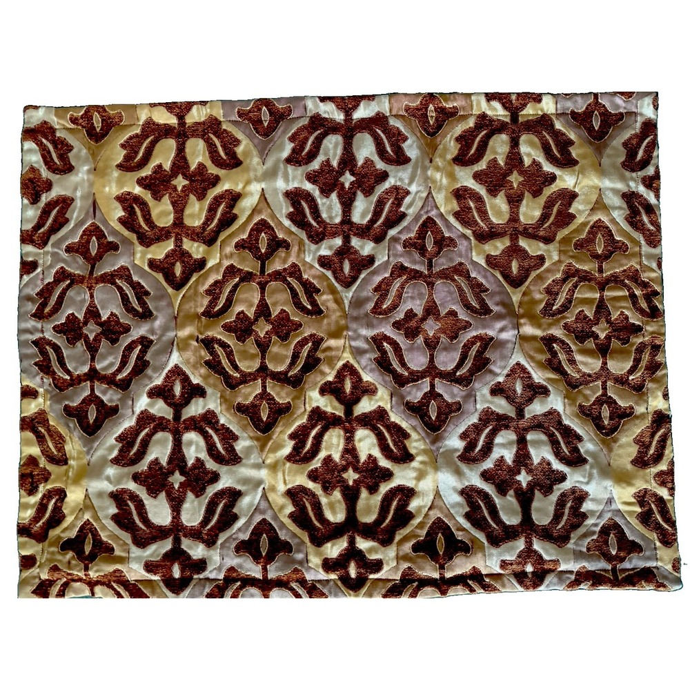 Nicole Miller NY Pillow Cover 28x21 Brown Gold Cut Velvet Medallion Chenille
